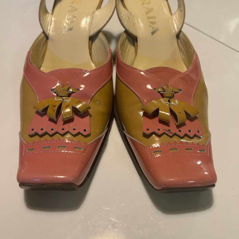Prada Women's Pink and Tan Heels